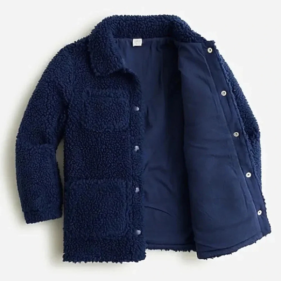 J.Crew Girls' shirt-jacket in sherpa - Picture 1 of 15